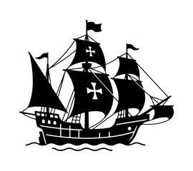 Happy columbus day celebration graphic with sailing ship and stars, columbus © WASIF-MEHMOOD
