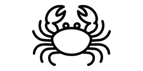 Fototapeta premium Simple black outline icon of a crab