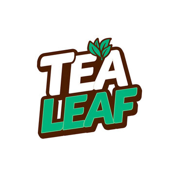 Modern stylized logo design for a tea shop featuring text and leaf icon.