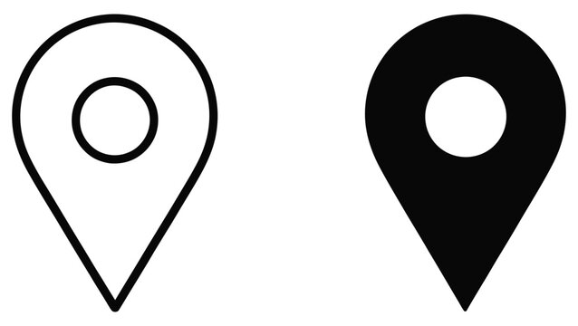 Map marker icon featuring a clean location pin symbol on white background for navigation, mapping