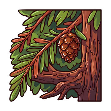 2D Cartoon Redwood Forest Canopy Game Asset Vector