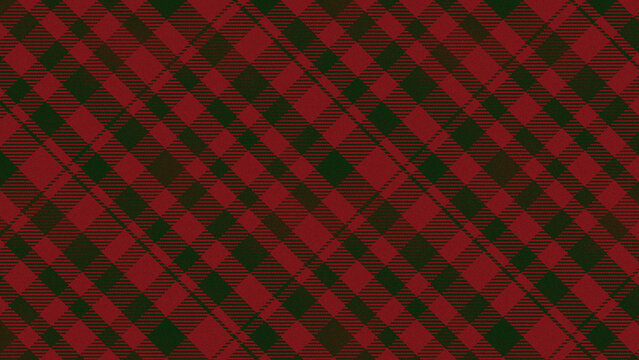 Classic dark red and green diagonal tartan plaid seamless fabric pattern