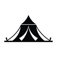 Black silhouette icon of a camping tent isolated on a white background for travel © MDABUBAKKAR
