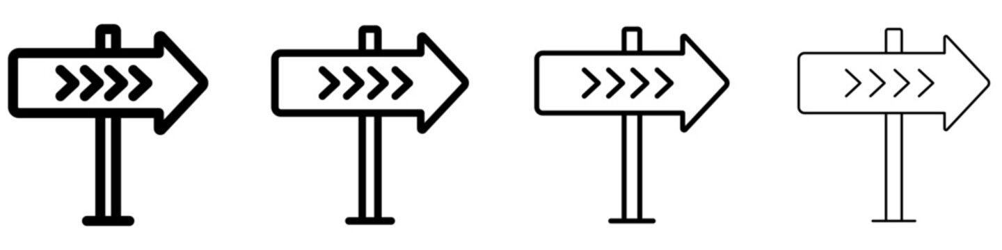 Directional arrow sign flat icon for navigation