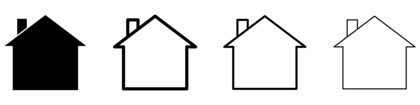 Home line icon collection with varying stroke weights