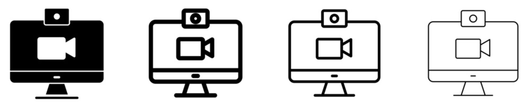 Desktop video call mixed icon with monitor and webcam