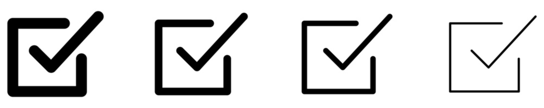 Checkmark flat icon set with various styles