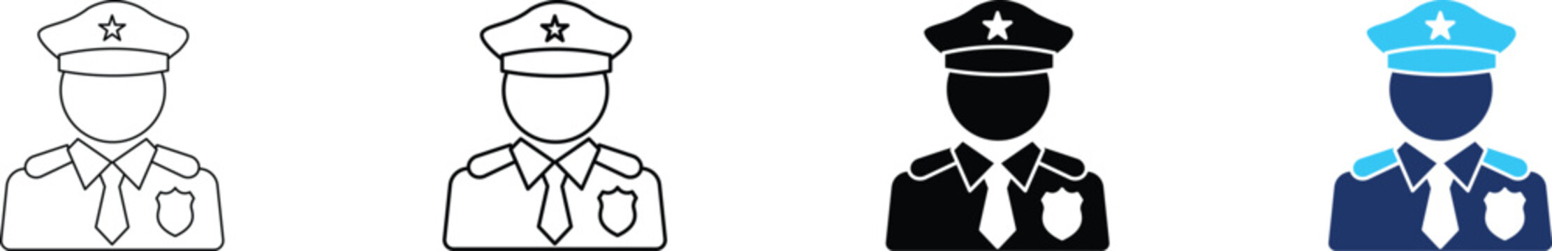 Police officer icon. Cop avatar and law enforcement symbol. Simple pictogram for security officer, policeman, public safety, guard, authority, law defense, patrol officer
