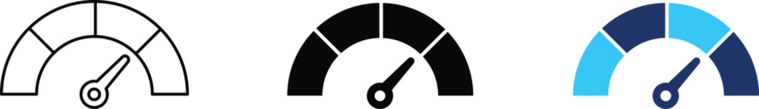 Speedometer icon. Gauge meter and performance acceleration symbol. Simple pictogram for speed measurement, page loading velocity, performance indicator, system benchmark, fast speed test