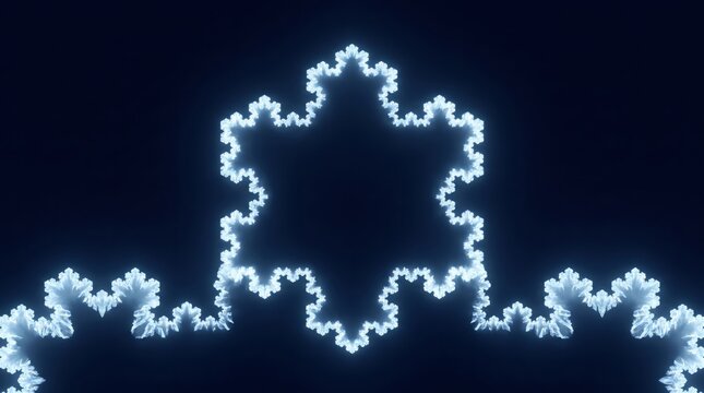 Luminous fractal pattern with glowing cloud border on dark background