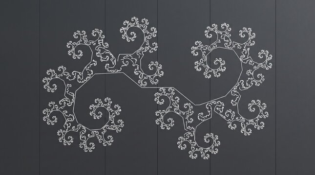 Intricate fractal pattern with spiraling white branches on dark background