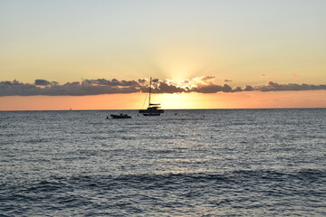 Obraz premium sunset over the sea Alba Sole che sorge dal mare Cala sinzias Sardegna sardinia Italia italy 