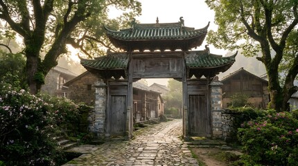 Obraz premium Traditional Village Gate Architecture