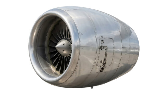 Modern Jet Engine Turbine Nacelle Isolated on White Background