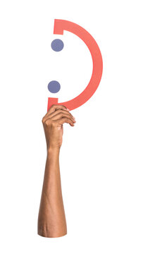 Smile face png hand holding sign, transparent background
