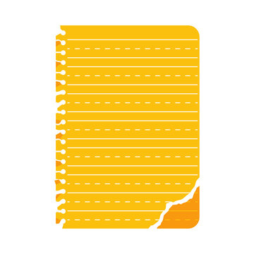 Yellow spiralbound notebook paper with handwriting practice lines and a torn corner