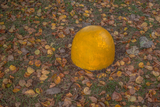 Hemispherical blocker on the lawn on an autumn day