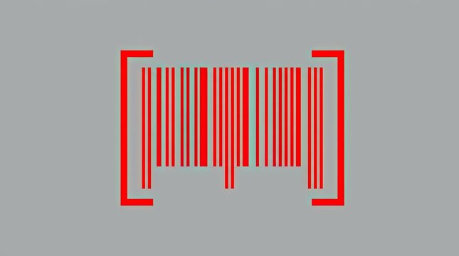 Red barcode scanner interface on grey background.