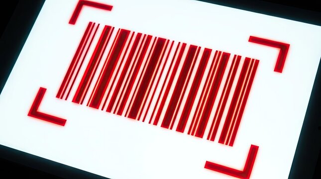 Red glowing barcode scan interface.