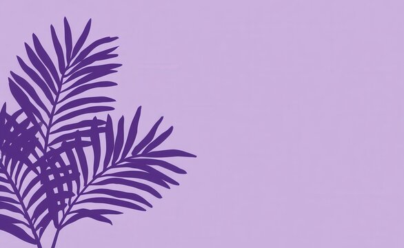 Purple palm leaves creating a design against a plain purple background