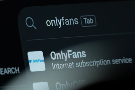 London, United Kingdom - 09 Aug 2026: Search result for OnlyFans is seen on a digital screen.