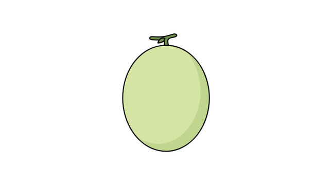 Green honeydew melon outline illustration with stem detail for food packaging design