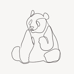 Minimalist line drawing of a sitting panda on a plain background. © Rawpixel.com