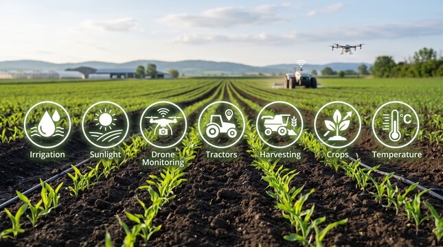 Innovative agricultural technology for smart farming with drone monitoring and data analysis for optimal crop yields