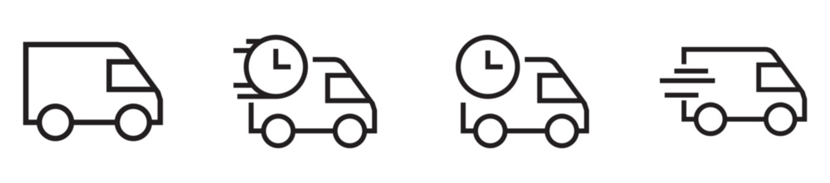 Set of delivery van icons showing fast shipping and logistics concepts with truck icon graphic element vector graphic