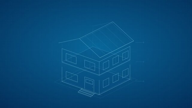 Two Story Home Construction Outline on Grid