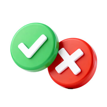 Green Check Mark and Red Cross Mark Interactive Buttons