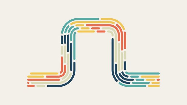U Shaped Graphic with Segmented Multicolored Dashes