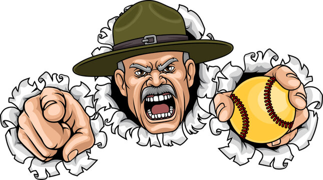 Drill Instructor Sergeant Bootcamp Softball Mascot