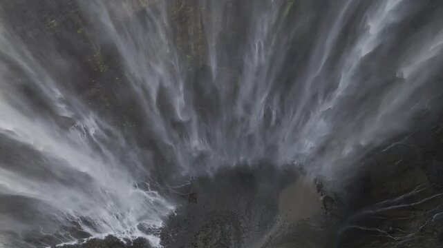 Aerial view of the natural landscape of Tumpak Sewu Waterfall in Java, Indonesia
