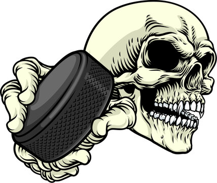 Skeleton Grim Reaper Death Ice Hockey Team Mascot