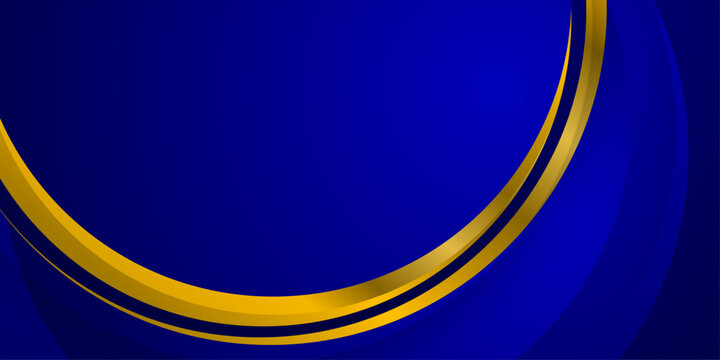 blue background luxury golden line wave premium business banner design