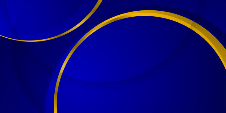 blue background luxury golden line wave premium business banner design