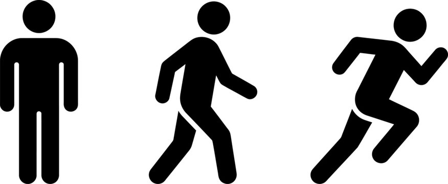 Silhouette figures demonstrating progressive running motion for fitness or sports training content