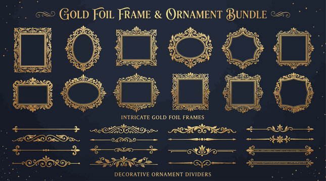 Gold Foil Frame and Ornament Divider Bundle