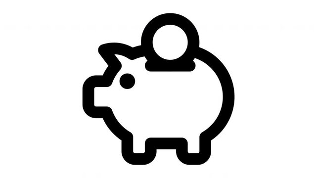 piggy bank animated Line Icons Premium 4K, Outline Motion Graphics Collection