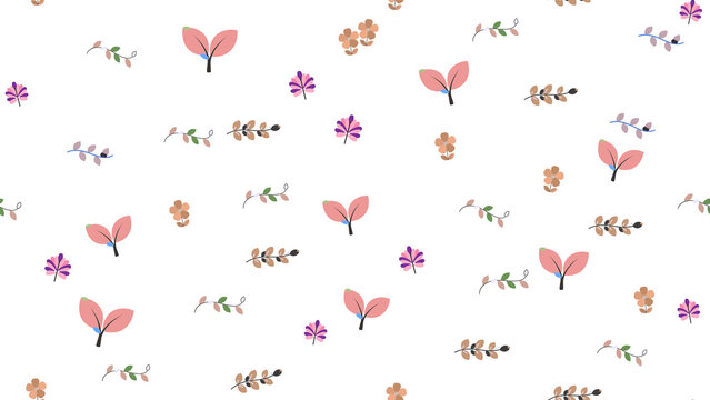 Stylized floral and leaf pattern on white background