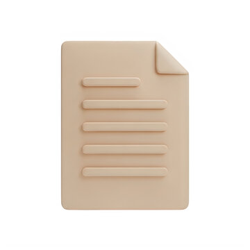 3d beige paper document icon