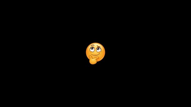 Three thinking face emojis displayed in a line against a solid black background for communication with deep thought digital media background representing contemplation expressions lined horizontally