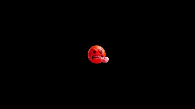 Three angry emoji faces venting steam from their noses isolated against a solid black background with each releasing puff white steam nostrils against black backdrop video three distinct frustrated