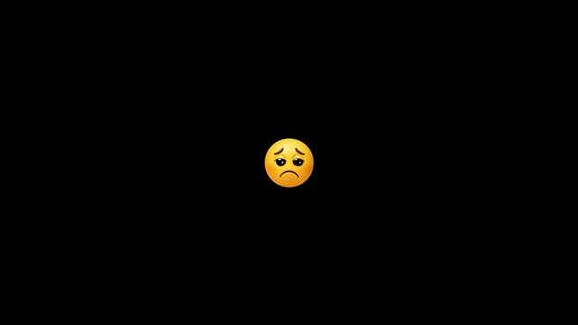 Three identical sad face emojis repeating horizontally across a plain black background in a digital animation with maintaining static position throughout short loop any movement camera changes symbol