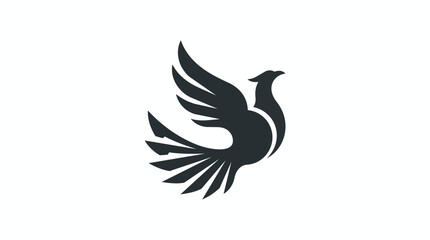 Obraz premium Black Silhouette Dove with Spread Wings
