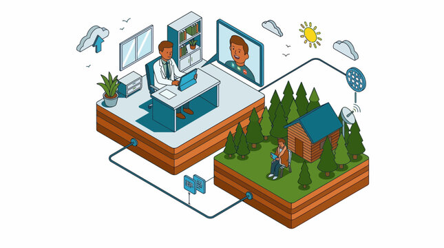 Online Doctor Patient Remote Telehealth Medical Help Care Aid Vector