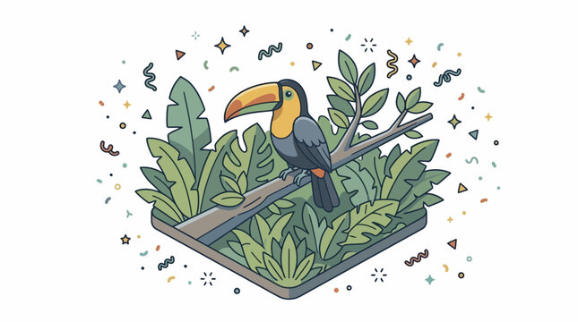 Toucan Bird Jungle Wildlife Nature Exotic Graphic Vector Art Icon