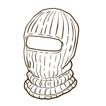 Hand drawn winter balaclava vector illustration isolated on white background.