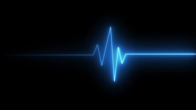 Neon Digital heartbeat plus animation. Heart Beat Pulse animated video, medical concept heart beat graph.on alpha transparent background.